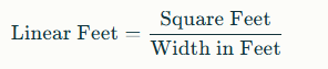 Square feet to linear feet formula 